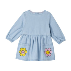 STELLA MCCARTNEY FLOWER PRINT LIGHT DENIM DRESS