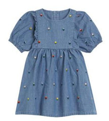 STELLA MCCARTNEY SHORT SLEEVE CHAMBRAY TULIP EMBRO. DRESS