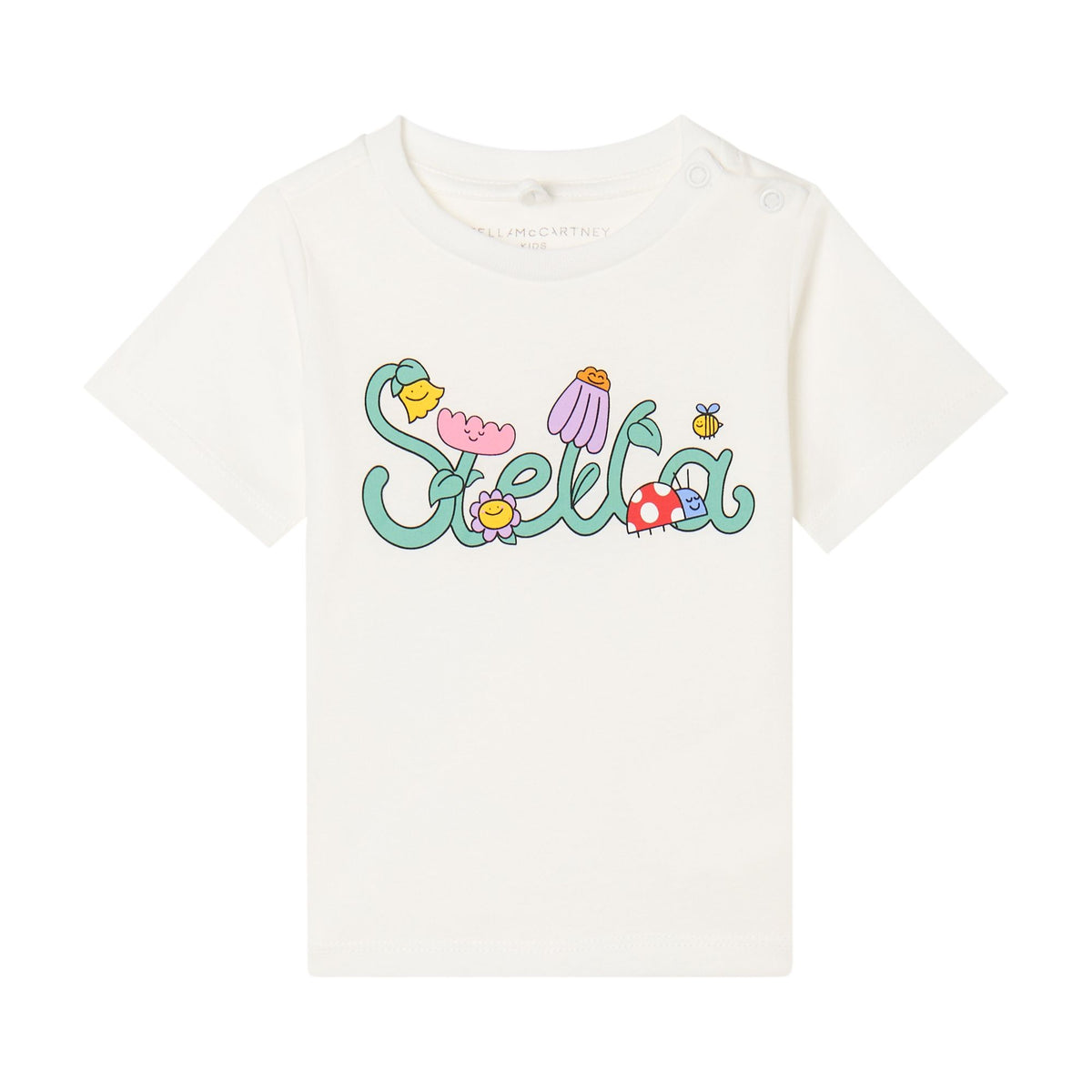 STELLA MCCARTNEY SHORT SLEEVE T-SHIRT WITH STELLA LOGO FLOWER