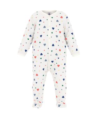 PETIT BATEAU VELOUR FRONT SNAP MULTI HEARTS FOOTIE