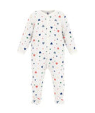PETIT BATEAU VELOUR FRONT SNAP MULTI HEARTS FOOTIE