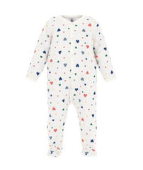 PETIT BATEAU VELOUR FRONT SNAP MULTI HEARTS FOOTIE