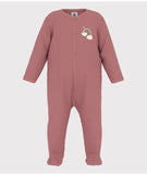 PETIT BATEAU VELOUR FRONT SNAP FOOTIE WITH RAINBOW GRAPHIC