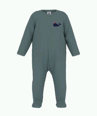 PETIT BATEAU VELOUR FRONT SNAP FOOTIE WITH GRAPHIC