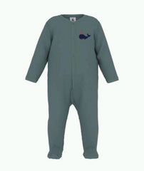 PETIT BATEAU VELOUR FRONT SNAP FOOTIE WITH GRAPHIC