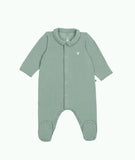 PETIT BATEAU VELOUR FRONT SNAP FOOTIE WITH HEART