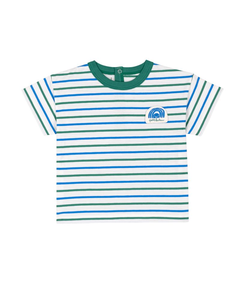 PETIT BATEAU 2PC SHORT SLEEVE MULTI-COLOR STRIPE TEE & SHORT
