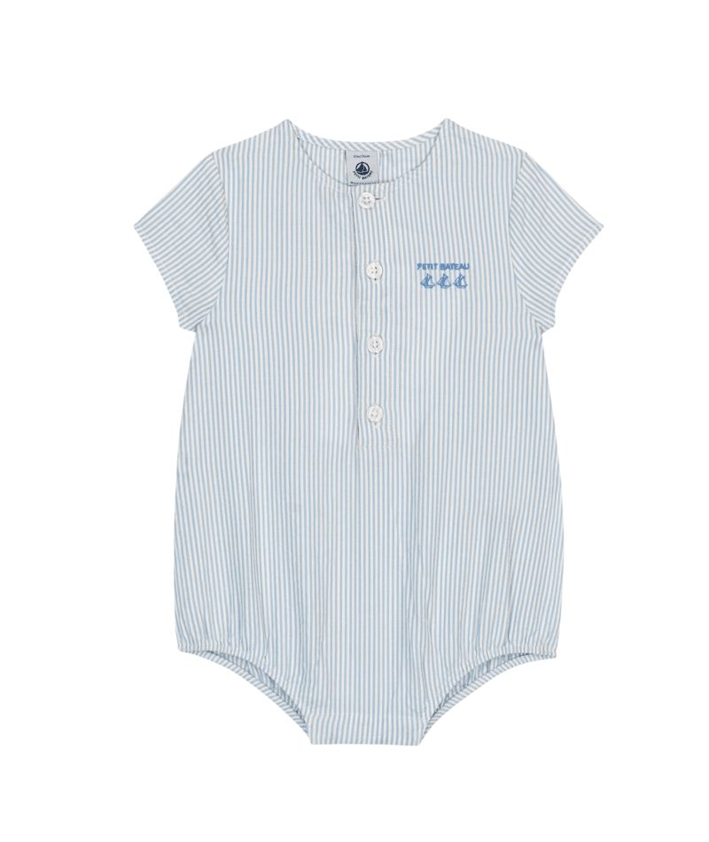 PETIT BATEAU SHORT SLEEVE SEERSUCKERS STRIPE ROMPER