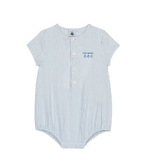 PETIT BATEAU SHORT SLEEVE SEERSUCKERS STRIPE ROMPER