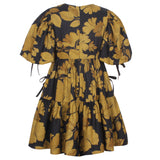 JESSIE AND JAMES FLOWER PRINT BALLOON SLEEVE WITH TIES DRESS