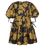 JESSIE AND JAMES FLOWER PRINT BALLOON SLEEVE WITH TIES DRESS