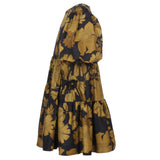 JESSIE AND JAMES FLOWER PRINT BALLOON SLEEVE WITH TIES DRESS