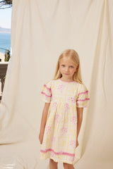 BEBE ORGANIC ALBA PATCHWORK EMBROIDERED DRESS