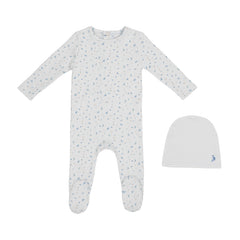 MINILABEL 2PC BIRD ALLOVER PRINT FOOTIE WITH HAT SET