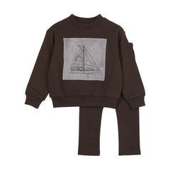 BONJOY 2PC SAILOR VELOUR PATCH SWEAT SET