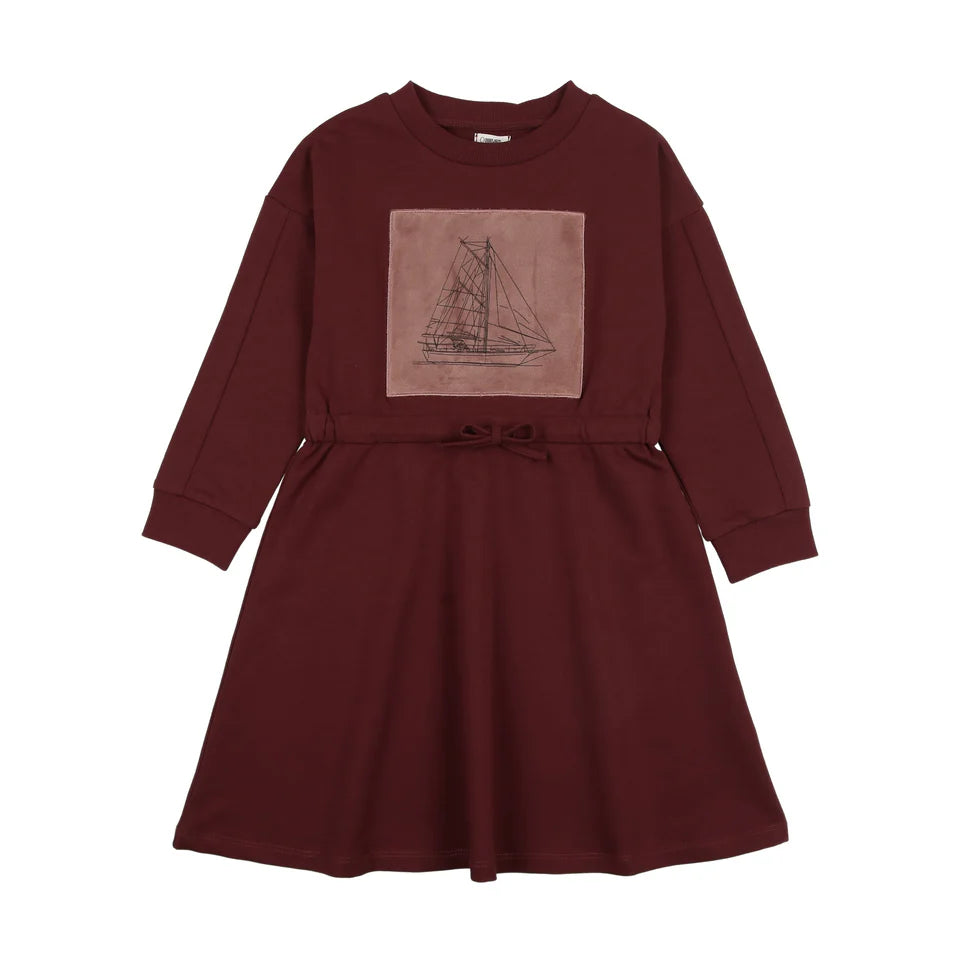 BONJOY SAILOR VELOUR PATCH DRESS