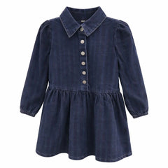 BONJOY LONG SLEEVE BUTTON PRINTED STRIPE DRESS