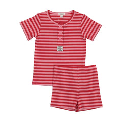 BONJOY 2PC S/S STRIPE SQUAD SHORT LOUNGE SET