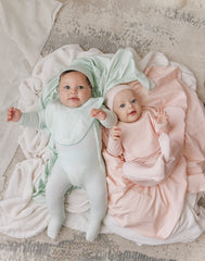 BONJOY 2PC PINSTRIPE WRAP FOOTIE WITH BONNET