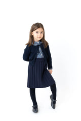 BONJOY 3PC FLORAL PETER PAN COLLAR SHIRT KNIT SKIRT AND CARDIGAN