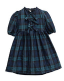 COSMOSOPHIE PLAID BOW DRESS