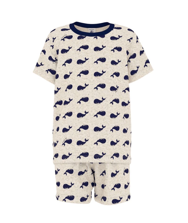 PETIT BATEAU SHORT SLEEVE SHIRT & SHORT WHALE PRINT LOUNGEWAE