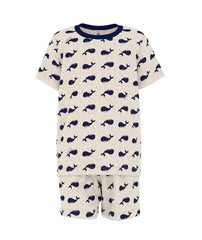 PETIT BATEAU SHORT SLEEVE SHIRT & SHORT WHALE PRINT LOUNGEWAE