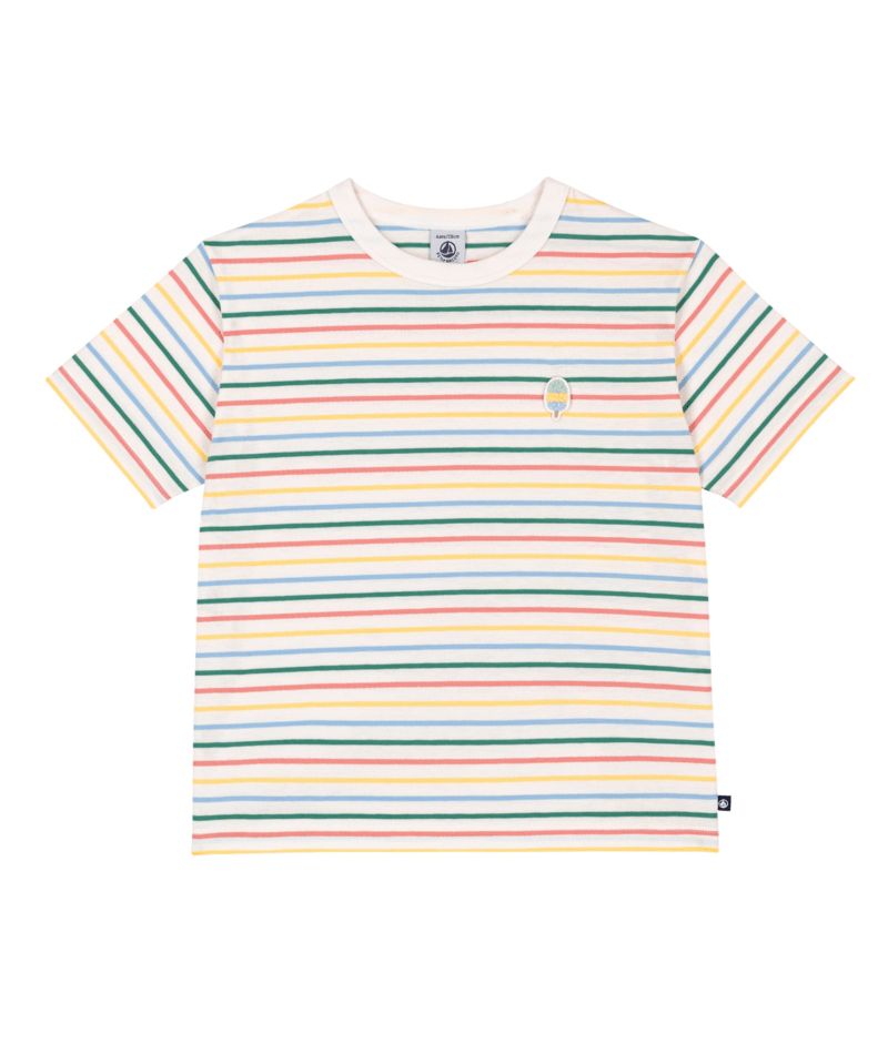 PETIT BATEAU SHORT SLEEVE MULTI-COLOR STRIPE TEE