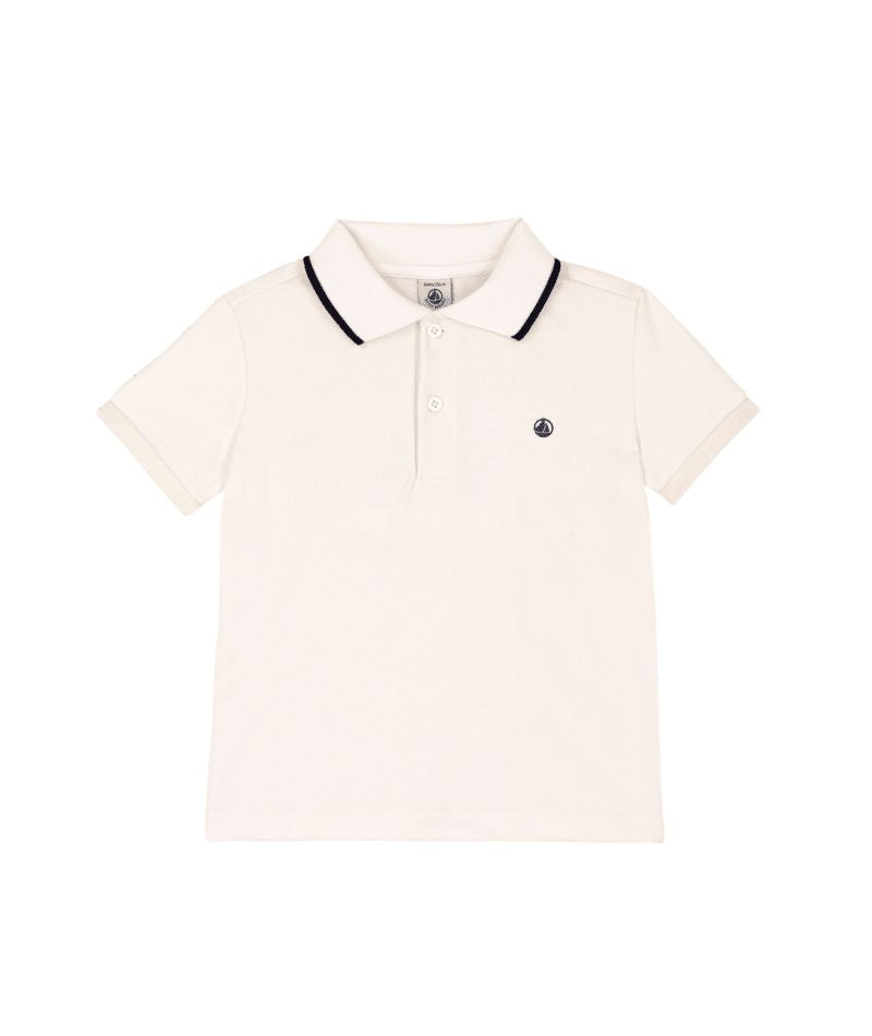 PETIT BATEAU SHORT SLEEVE POLO WITH COLORBLOCK COLLAR