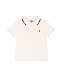 PETIT BATEAU SHORT SLEEVE POLO WITH COLORBLOCK COLLAR