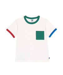PETIT BATEAU SHORT SLEEVE TEE WITH CONTRAST TRIM AND POCKETS