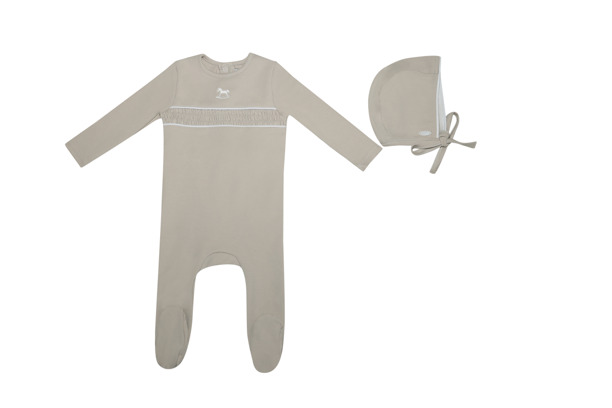 MINILABEL 2PC ROCKING HORSE FOOTIE WITH HAT SET