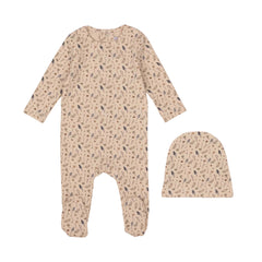 MINILABEL 2PC WILLOW PRINT FOOTIE WITH HAT SET