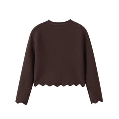 NOU NELLE 3PC SCALLOPED CARDIGAN, STRIPED SHIRT WITH PLEATED SKIRT