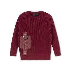 BYKE BUCKLE POCKET KNIT CREW NECK TOP