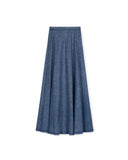 CABANA PLEATED LOOK DENIM MAXI SKIRT