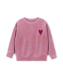 HELLO YELLOW FERRY VELOUR HEART PRINT SWEATSHIRT