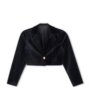 ONE CHILD 2PC CORE VELOUR CROPPED BLAZER WITH BUTTON SKIRT