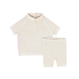 LE BOURDON 2PC CABLE KNIT SHORTS SET