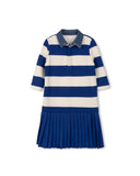 PHIL AND PHOEBE PIER DENIM COLLAR STRIPED POLO DRESS