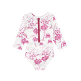 WATER CLUB TOILE PRINT HALF ZIP SWIMSUIT