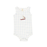 BEBE JOLEE CHECKED RIBBED SAILBOAT ROMPER