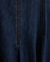 VIBE PLEATED DENIM MIDI SKIRT