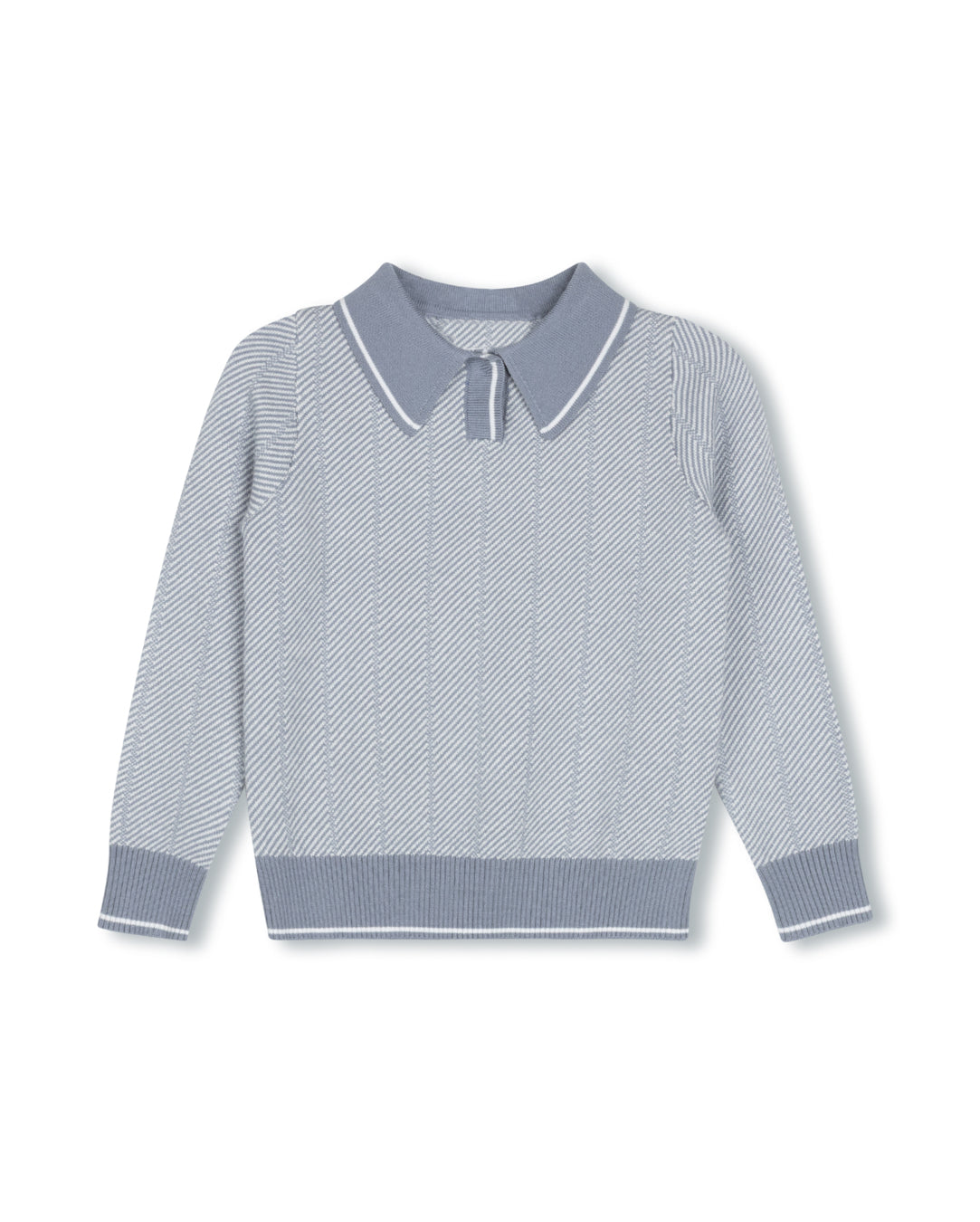 ONE CHILD BEAN CHEVRON COLLARED KNIT SWEATER
