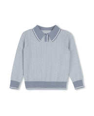 ONE CHILD BEAN CHEVRON COLLARED KNIT SWEATER