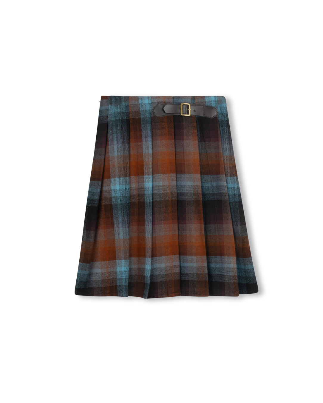 ONE CHILD 2PC RUFFLE COLLAR SWEATER WITH PLEATED PLAID BUCKLE SKIRT