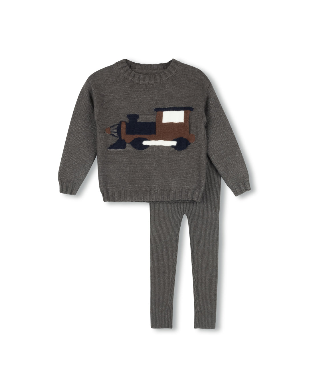 ONE CHILD 2PC ARLIN TRAIN PRINT SWEATER SET