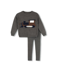 ONE CHILD 2PC ARLIN TRAIN PRINT SWEATER SET