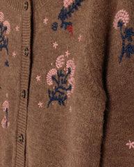 TUSTELLO 2PC HARRY EMBROIDERED BEADED KNIT CARDIGAN WITH TEEL PLEATED MIDI SKIRT
