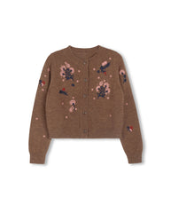 TUSTELLO 2PC HARRY EMBROIDERED BEADED KNIT CARDIGAN WITH TEEL PLEATED MIDI SKIRT